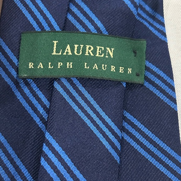 Ralph Lauren Blue and Black Striped Silk Tie - Picture 2 of 4